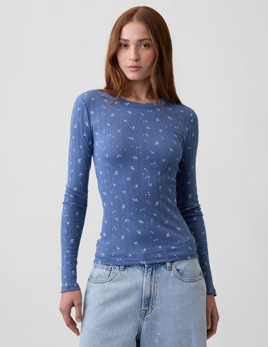 Playera manga larga cuello redondo para mujer 1