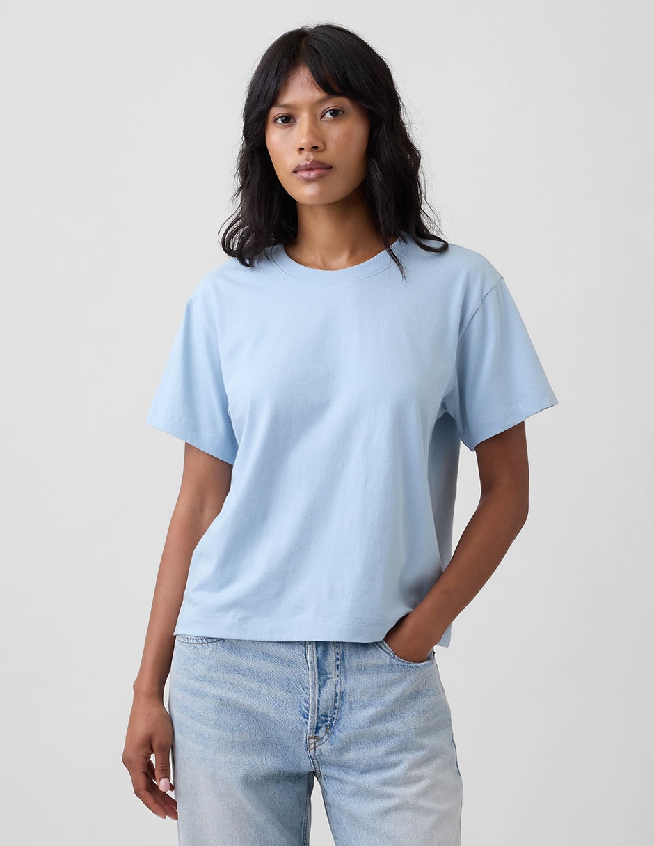 Playera manga corta cuello redondo para mujer