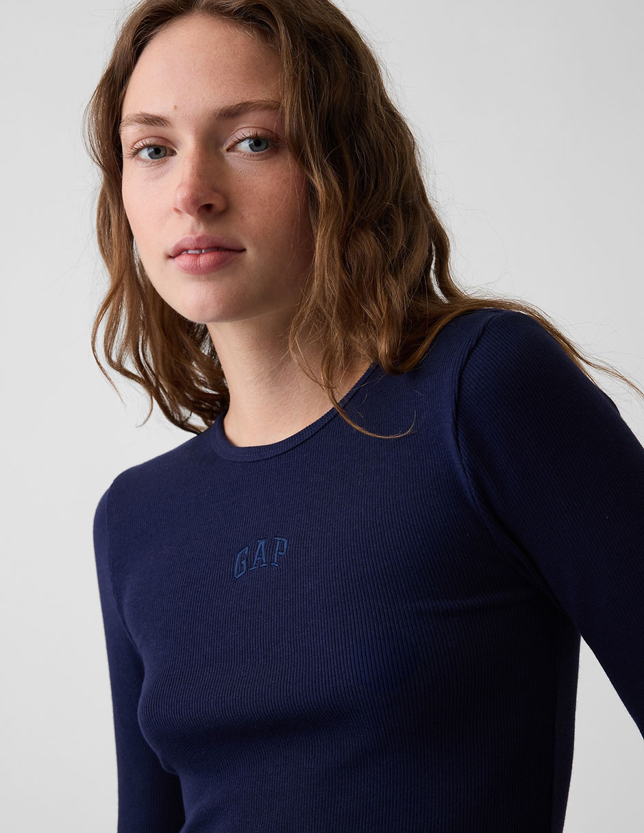 Playera manga larga cuello redondo para mujer 3