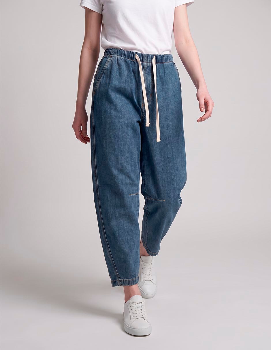 Jeans relaxed wide leg corte cintura alta para mujer