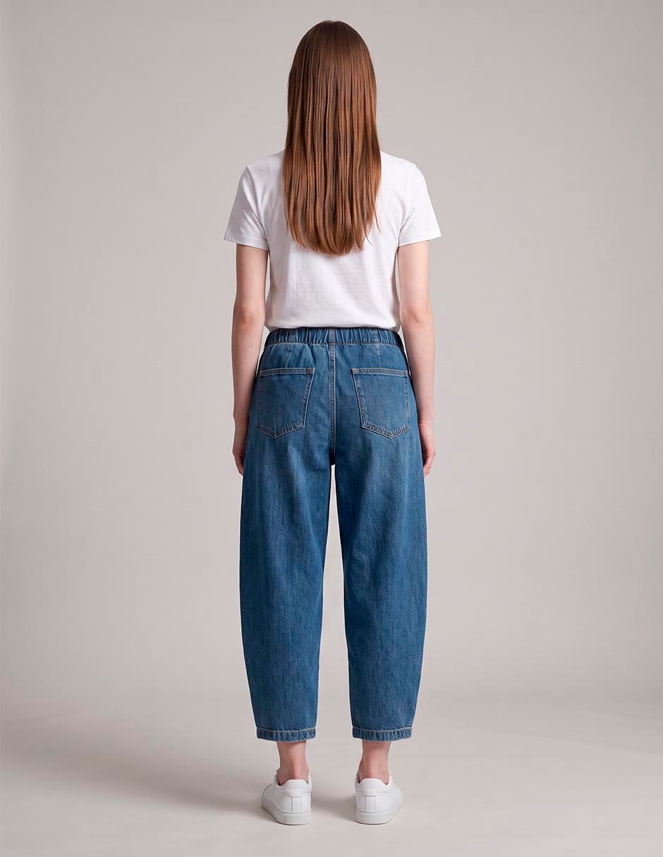 Jeans relaxed wide leg corte cintura alta para mujer