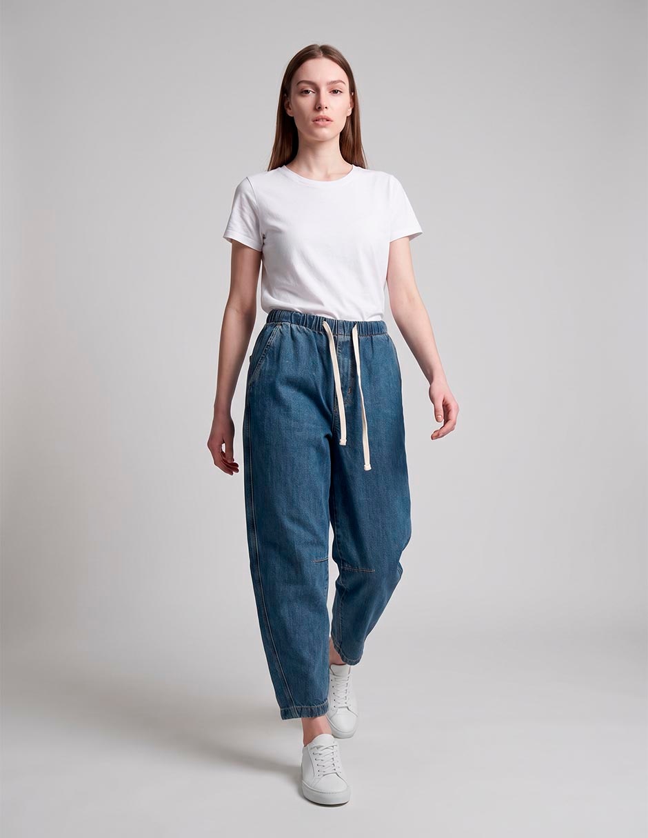 Jeans relaxed wide leg corte cintura alta para mujer