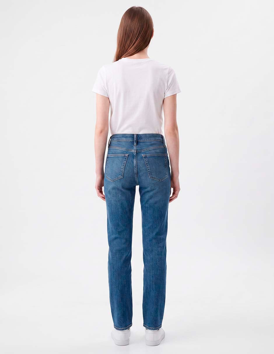Jeans straight corte cintura para mujer 4