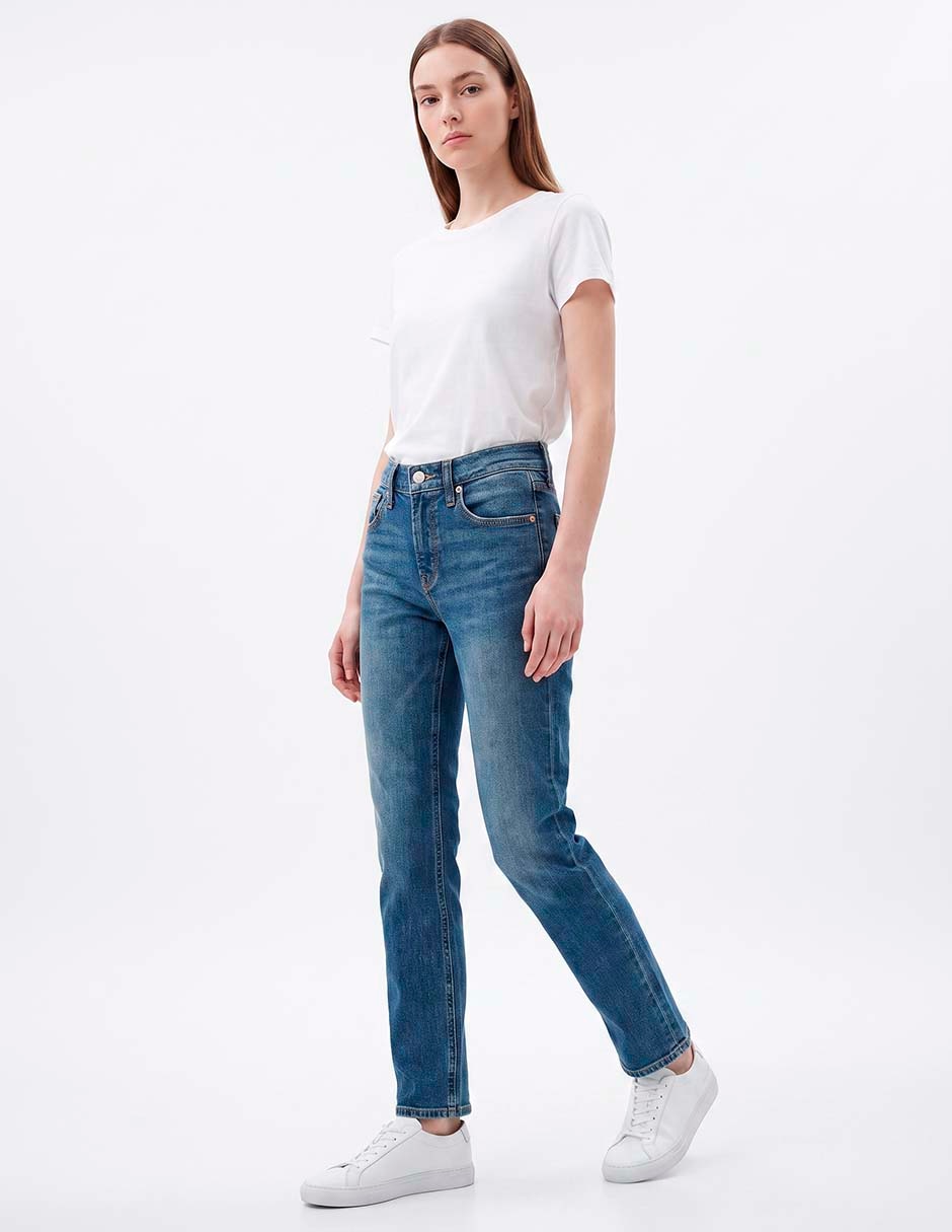 Jeans straight corte cintura para mujer 3