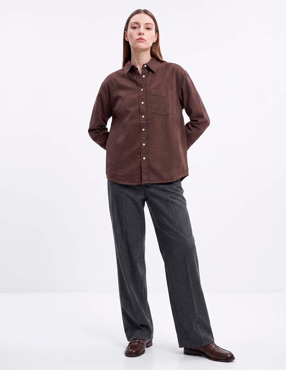 Camisa de algodón manga larga para mujer