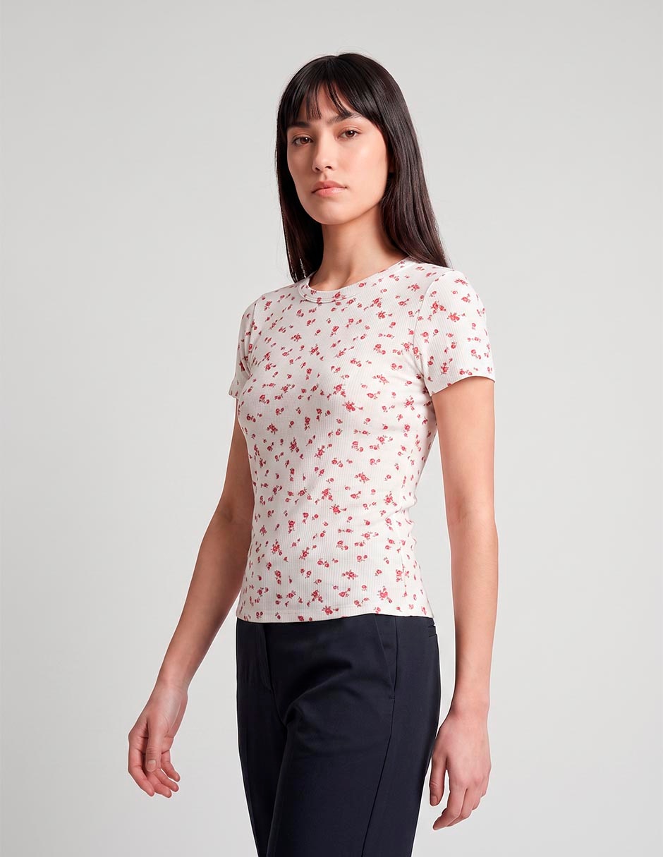 Playera manga corta cuello redondo mujer