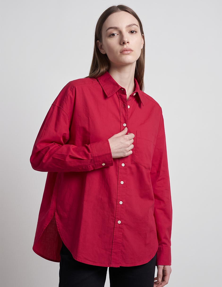 Camisa de algodón manga larga para mujer Camisa de algodón manga larga para mujer